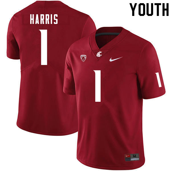 Youth #1 Travell Harris Washington Cougars College Football Jerseys Sale-Crimson